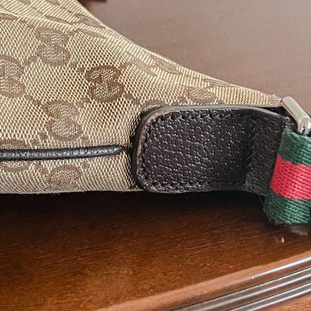 Gucci Brown GG Canvas Hobo with Green & Red Stripe Strap - Picture 10 of 10